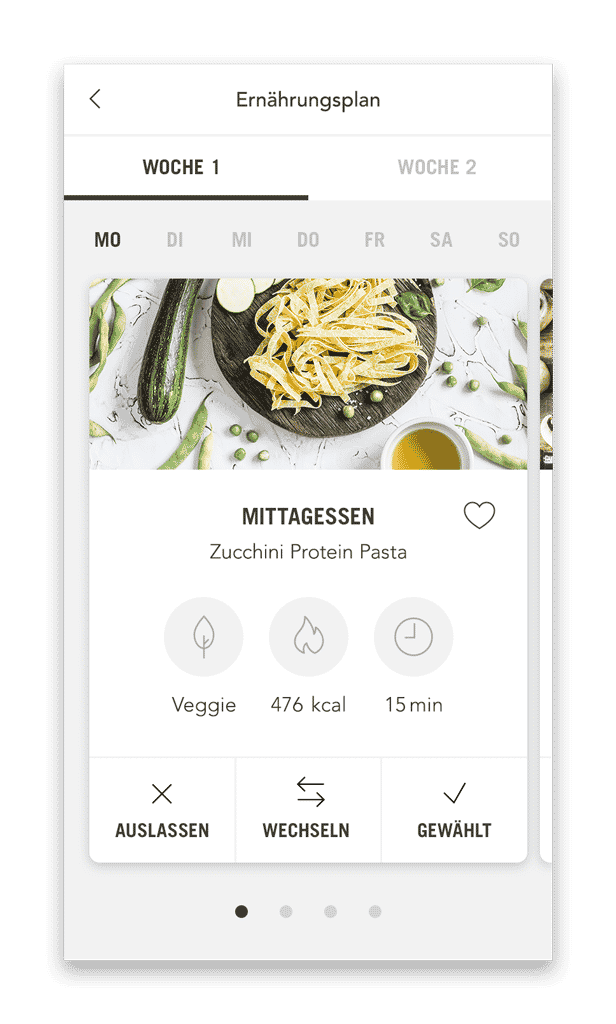 BikeX Ernährungsplan Plan mit Mahlzeiten (Smartphone Ansicht Beispiel Tag) BikeX Ernährungsplan Plan mit Mahlzeiten (Smartphone Ansicht Beispiel Tag)